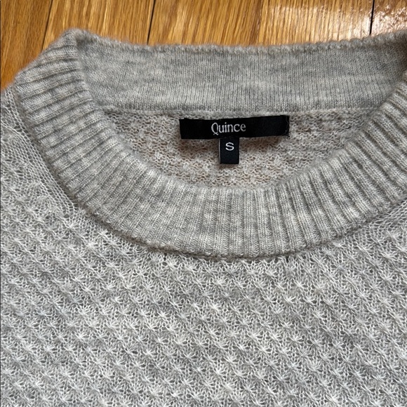 Quince Gray Crew Neck Sweater with Textured Knit - Picture 2 of 5